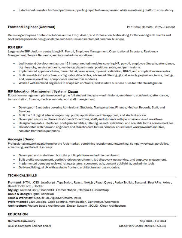 Mohamed Tobal resume, page 2